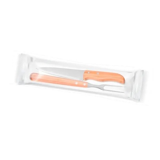 [KF-90403-EPP] KIT DE GARFO E FACA 7"  EM MADEIRA / INOX - 2 PÇS