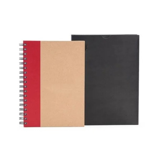 [LE-30644] CADERNO PAUTADO COM WIRE-O - 23X18CM - BEGE/VERMELHO
