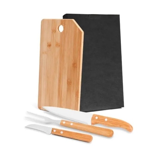 [MB-20343] CONJ. PARA COZINHA EM BAMBU / MADEIRA / INOX OREGON - 4 PÇS