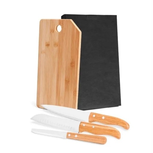 [MB-20643] CONJ. PARA COZINHA EM BAMBU / MADEIRA / INOX OREGON - 4 PÇS