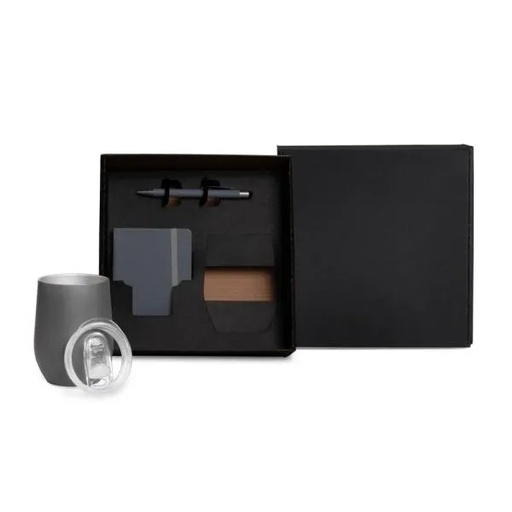 [KT-90334] KIT COPO TÉRMICO E ACESSÓRIOS - CINZA - 3 PÇS