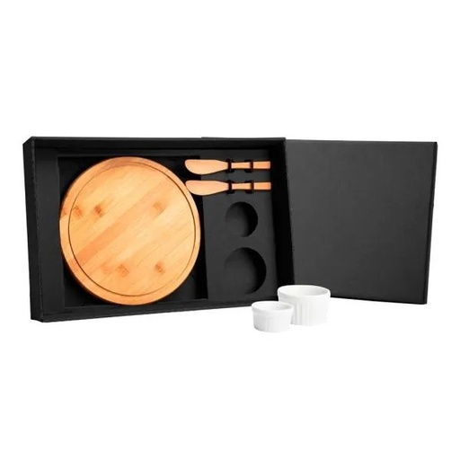 [KT-90087] KIT PARA PETISCO COM TÁBUA REDONDA - 5 PÇS