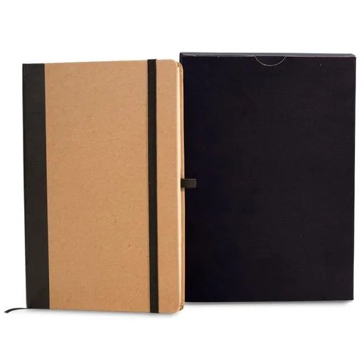 [LE-34371] CADERNETA S/ PAUTA - 14X21CM - BEGE/PRETO