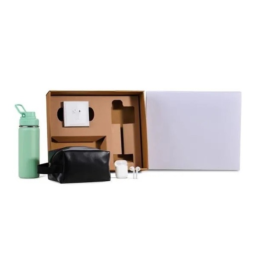 [KT-90538-BCO] KIT GARRAFA, NECESSAIRE E FONE - 3 PÇS
