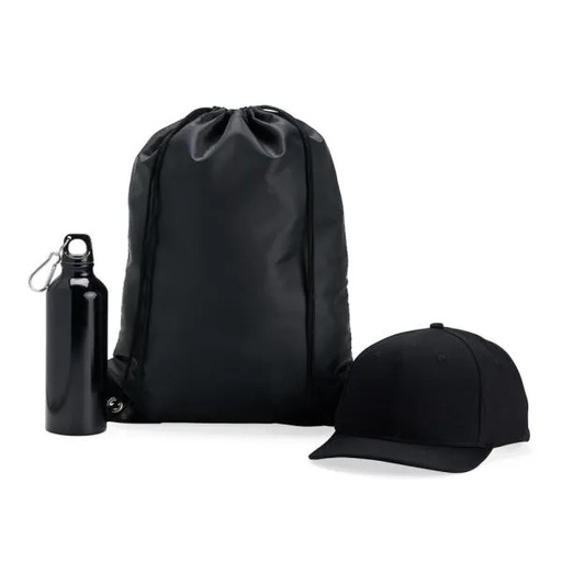[KT-90469] CONJ. MOCHILA SACOLA, GARRAFA E BONÉ - 3 PÇS