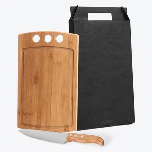 [MB-21083] CONJ. PARA CHURRASCO EM BAMBU / MADEIRA / INOX CALIFORNIA - 2 PÇS