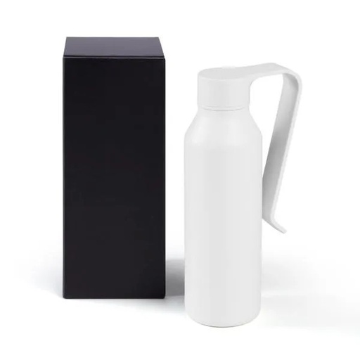 [IS-01560] GARRAFA CAMADA DUPLA EM ALUMÍNIO RECICLADO - BRANCA - 450ML