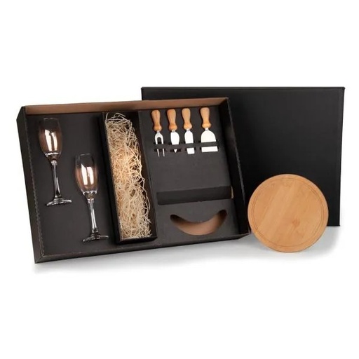 [KT-9017B] KIT QUEIJO E CHAMPAGNE COM ESPAÇO PARA GARRAFA - 7 PÇS - NÃO ACOMPANHA GARRAFA