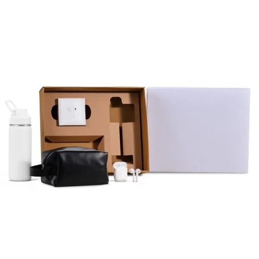 [KT-90533-BCO] KIT GARRAFA, NECESSAIRE E FONE - 3 PÇS