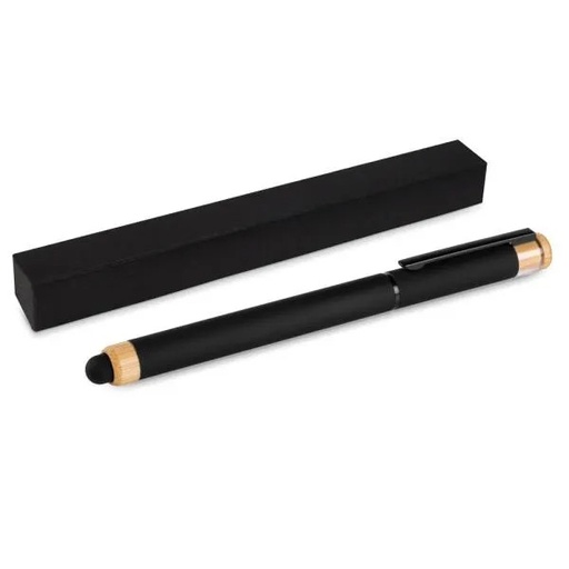 [CR-92001] CANETA ROLLER EM ALUMÍNIO RECICLADO /  BAMBU - PRETA