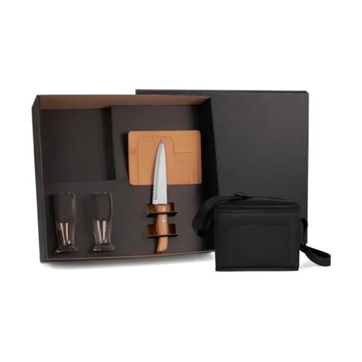 [KT-9047E] KIT PARA CHURRASCO COM COPOS E BOLSA TÉRMICA - 5 PÇS