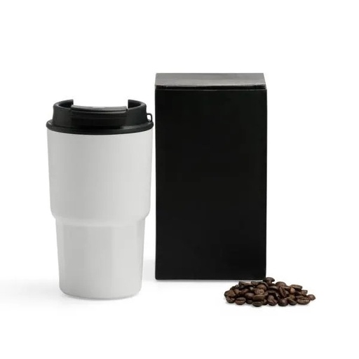 [IC-03400] COPO TÉRMICO EM AÇO INOX - BRANCO - 450 ML