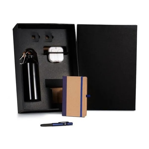[KT-90520] KIT SQUEEZE, FONE, CADERNO E CANETA - AZUL - 4 PÇS
