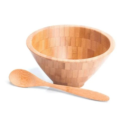 [CJ-02533] CUMBUCA EM BAMBU COM COLHER DE 18CM 400ML
