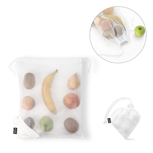 [92934-106] BOLZANO. Sacola dobrável 100% rPET com bolso em 100% poliéster reciclado 190T