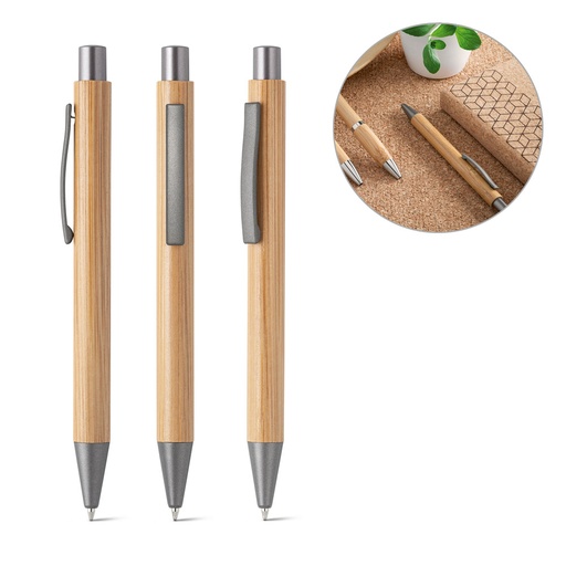 [81009-160] ELLIOT. Caneta esferográfica em bambu com escrita em azul