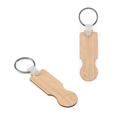 [95116-160] SHOPZ. Chaveiro em bambu com extremidade em formato de moeda