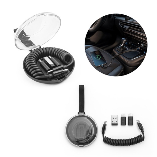 [97161-103] SHELDON. Conjunto composto por cabo espiral com carregamento super-rápido e adaptadores