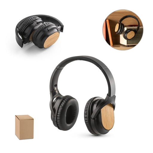 [97126-103] GOULD. Fone de ouvido wireless com autonomia de 5h (400 mAh), em bambu e ABS