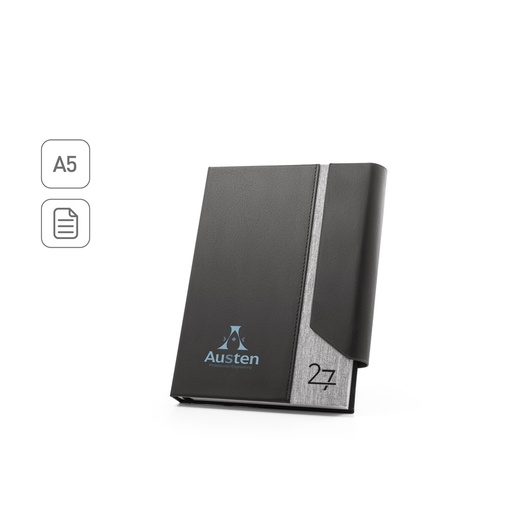 [66214-123] AUSTEN A5. Agenda A5 em PU (58% reciclado) e PET reciclado (100% rPET) 300D