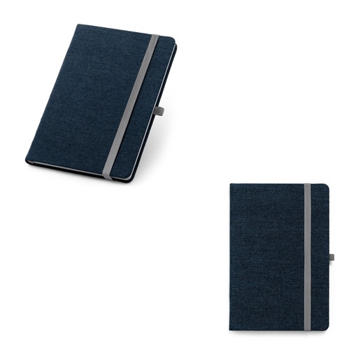 [93594-104] DENIM. Caderno A5 de capa dura em tecido tipo jeans com páginas pautadas