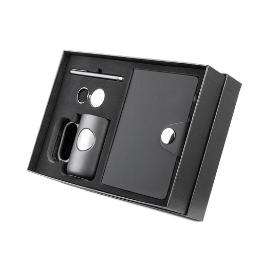[CJ400] Kit escritório Caderno, Caneca e Caneta Metalica