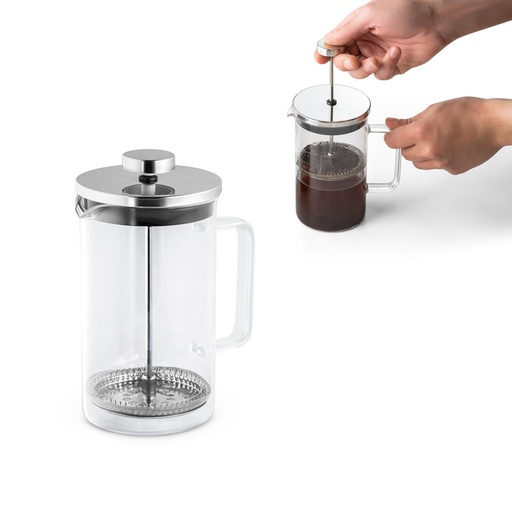 [94237-107] JENSON. Cafeteira em vidro borossilicato com tampa em aço inox (600 mL)