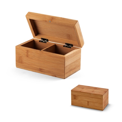 [93977-160] VERBENA. Caixa de chás em bambu com 2 compartimentos e fecho com ímã