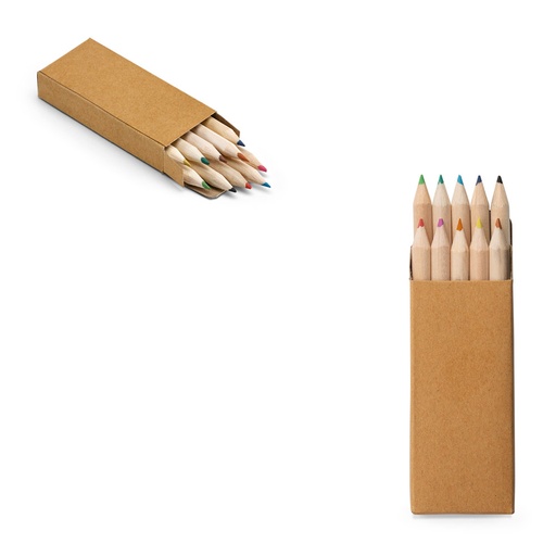 [51931-160] CRAFTI. Caixa de papel kraft reciclado com 10 mini lápis de cor