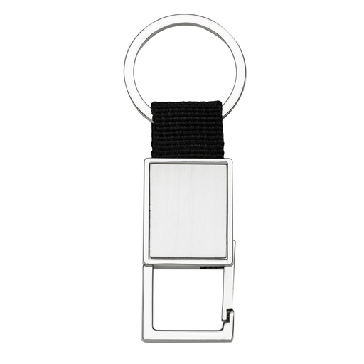 [X015440] CHAVEIRO METAL RETANGULAR C/ NYLON PRETO