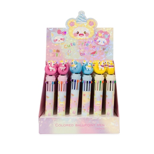 [X202550] CANETA PLÁSTICA UNICÓRNIO MULTICOLOR