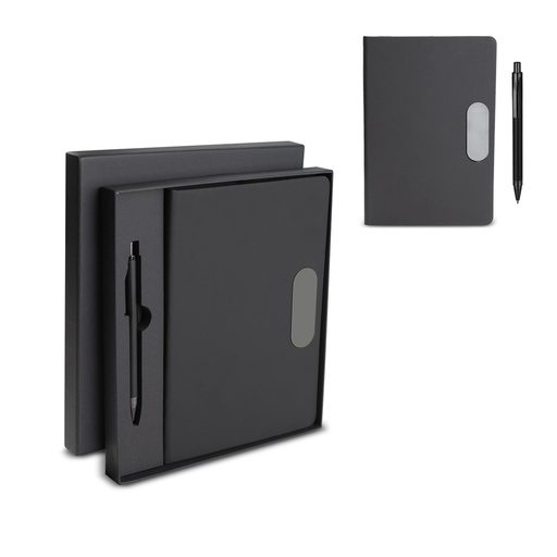 [CAD455] Kit escritório A5 em PU e Caneta Metalica