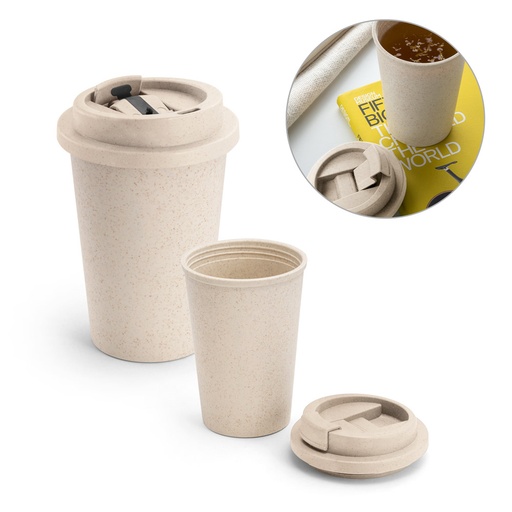 [94066-150] TOFFA. Copo de viagem em fibra de bambu (60%) e PP (40%) com tampa flip top (380 mL)