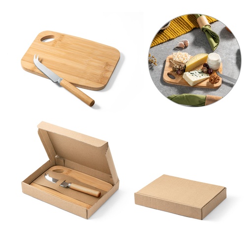 [94028-160] CAPPERO. Conjunto de tábua de corte e pequena faca de queijo em bambu