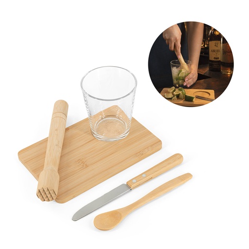 [94435-160] KRATENA. Kit para caipirinha com 5 peças em bambu