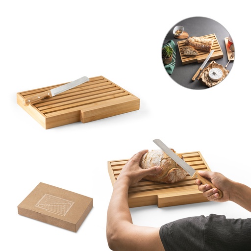 [94321-160] PASSARD. Tábua para pão em bambu com faca em aço inox