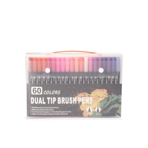[X205150] KIT CANETINHAS PONTA DUPLA 60 CORES