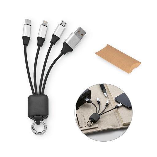 [97173-103] YALOW. Cabo USB de carregamento rápido 3 em 1 com corpo em PET 100% reciclado