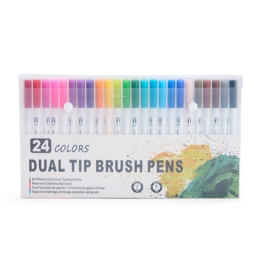 [X205087] KIT CANETINHAS PONTA DUPLA COM 24 CORES