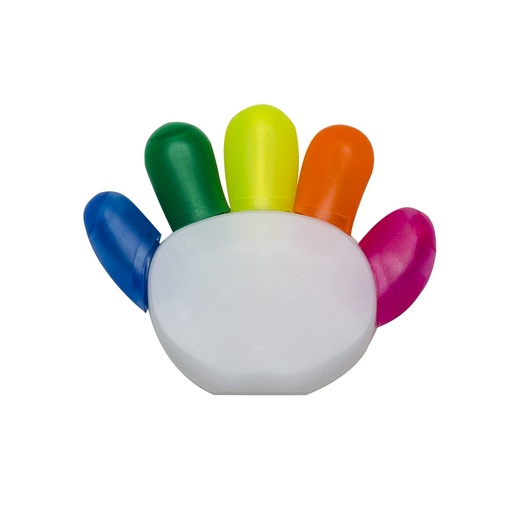 [X018830] MARCA TEXTO BRANCO FORMATO MAO C/ 5 CORES