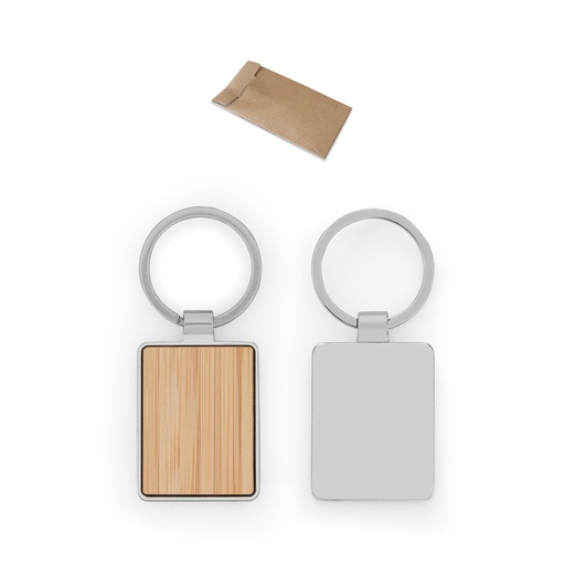 [95118-160] GASTON RECTANGULAR. Chaveiro em ferro com formato retangular em zinco e bambu