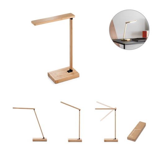 [97122-160] MOREY. Luminária com carregador por indução super-rápido (15W), em bambu