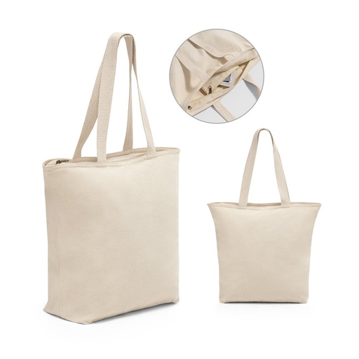[92926-150] HACKNEY. Sacola 100% algodão (280 g/m²) com fecho e bolso interior