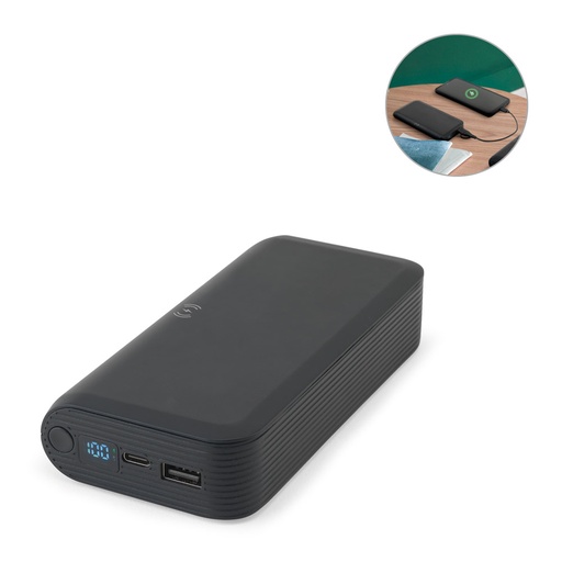 [97144-103] BECKER 20. Bateria portátil com carregador por indução super-rápido (20'000 mAh), em ABS 100% reciclado