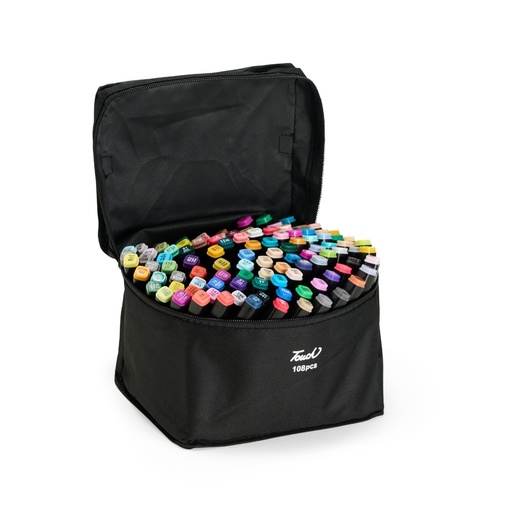 [X210528] KIT CANETAS MARCADORAS PONTAS DUPLAS 108 CORES