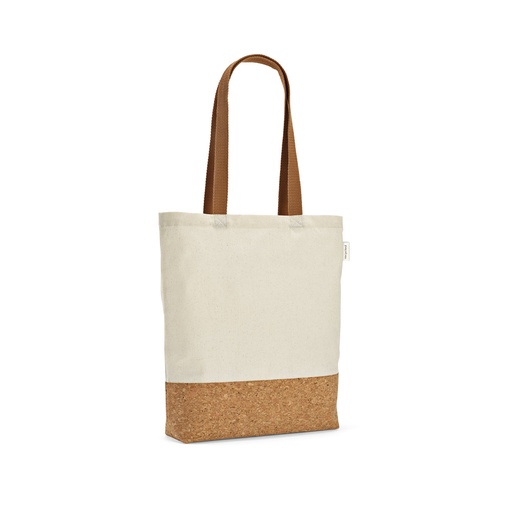 [92341-150] MANAUS. Sacola em 70% algodão reciclado e 30% poliéster reciclado (180 g/m²) com fundo em cortiça