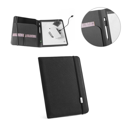 [53580-103] STIGGER. Pasta A4 em poliéster 100% reciclado 300D com caderno de páginas pautadas