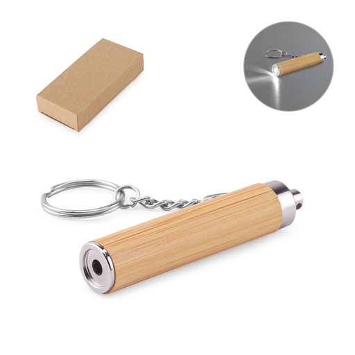 [95108-160] RACHEL. Chaveiro em bambu e ABS com lanterna LED