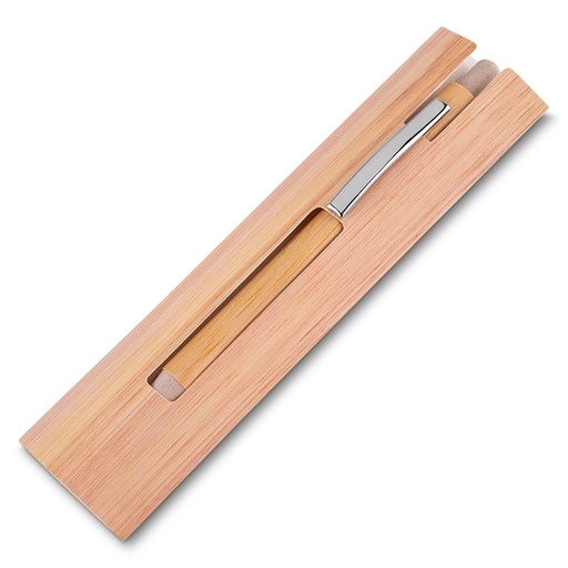 [X121720] CANETA BAMBU C/ ESTOJO PAPEL