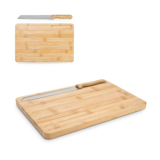 [94394-160] CATCHER. Tábua de cortar pão em bambu com faca inclusa